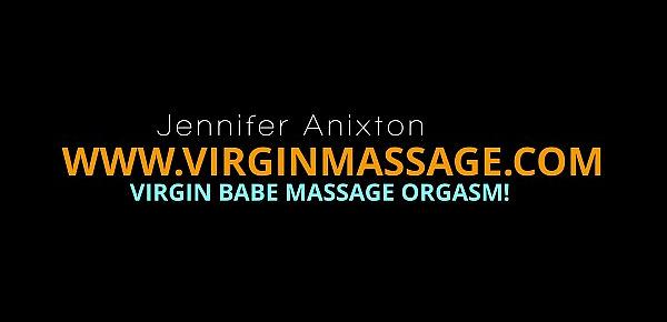  Blonde sexy virgin babe Jennifer massaged